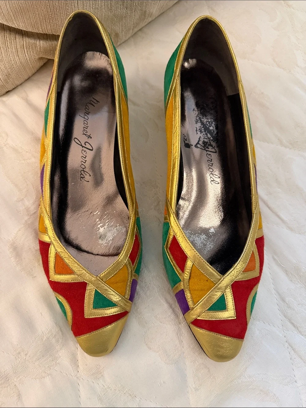 Margaret Jerrold Boutique Multicolor Geometric Leather Ballet Flats 7 1/2